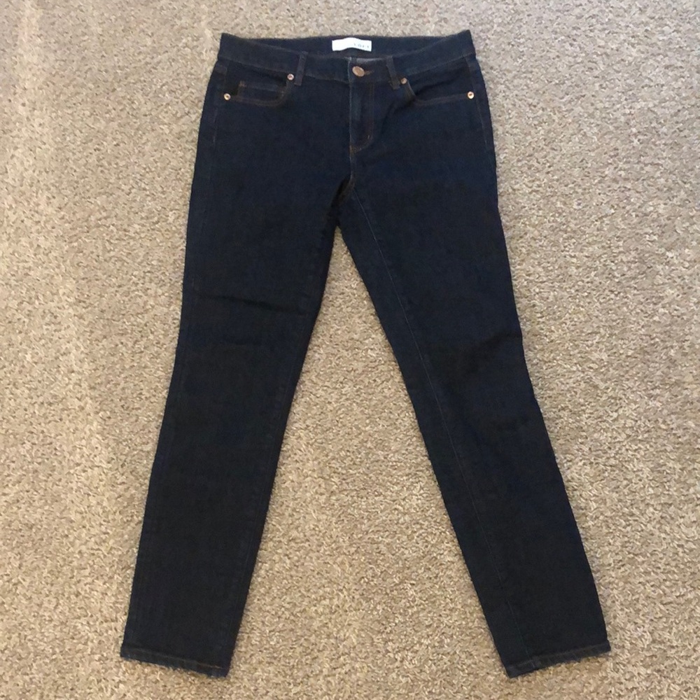 LOFT modern skinny dark wash jeans (petite)